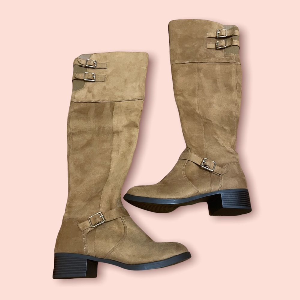 Camel color knee high boots